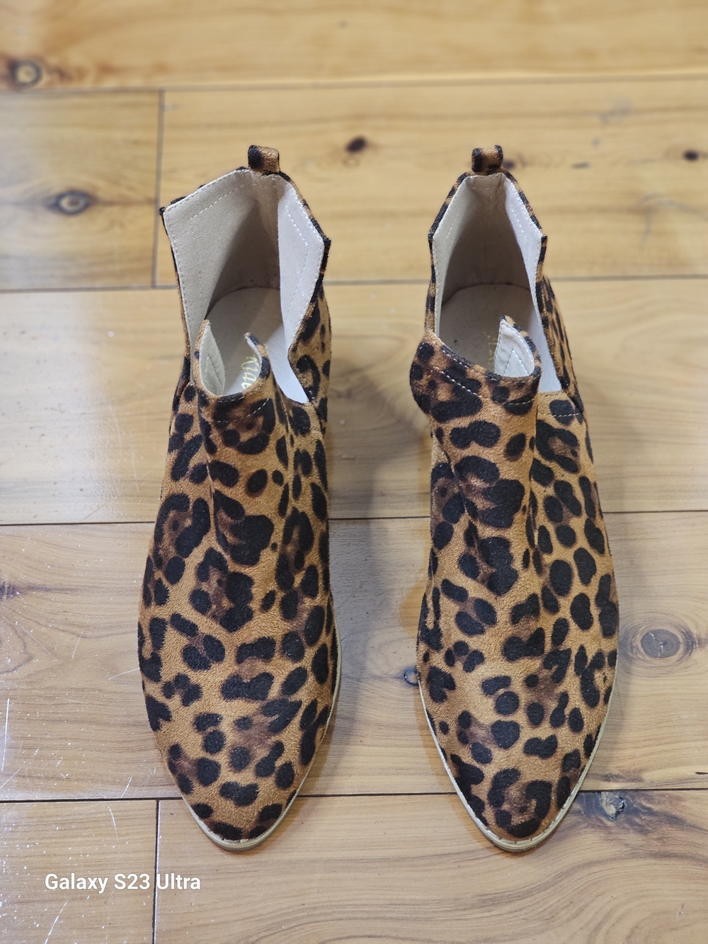 Leopard Print Chelsea Booties in Tan and Black - Women's Ankle Boots